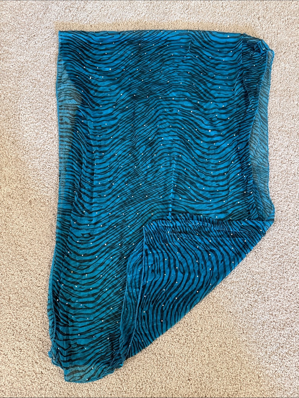 Blue Zebra Print Sheer Scarf with Sparkle